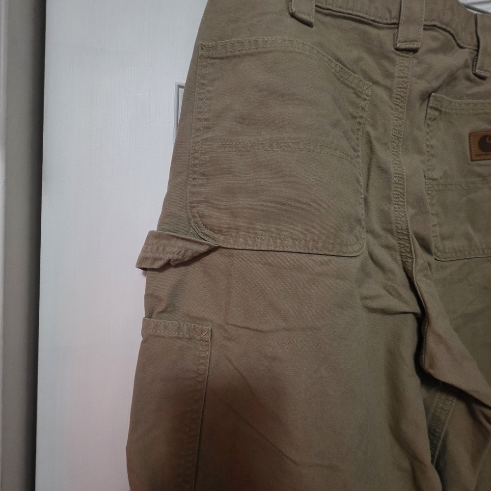 Carhartt Carpenter Dungaree Khaki Brown Workwear Pants Size 32/32 - Picture 6 of 9